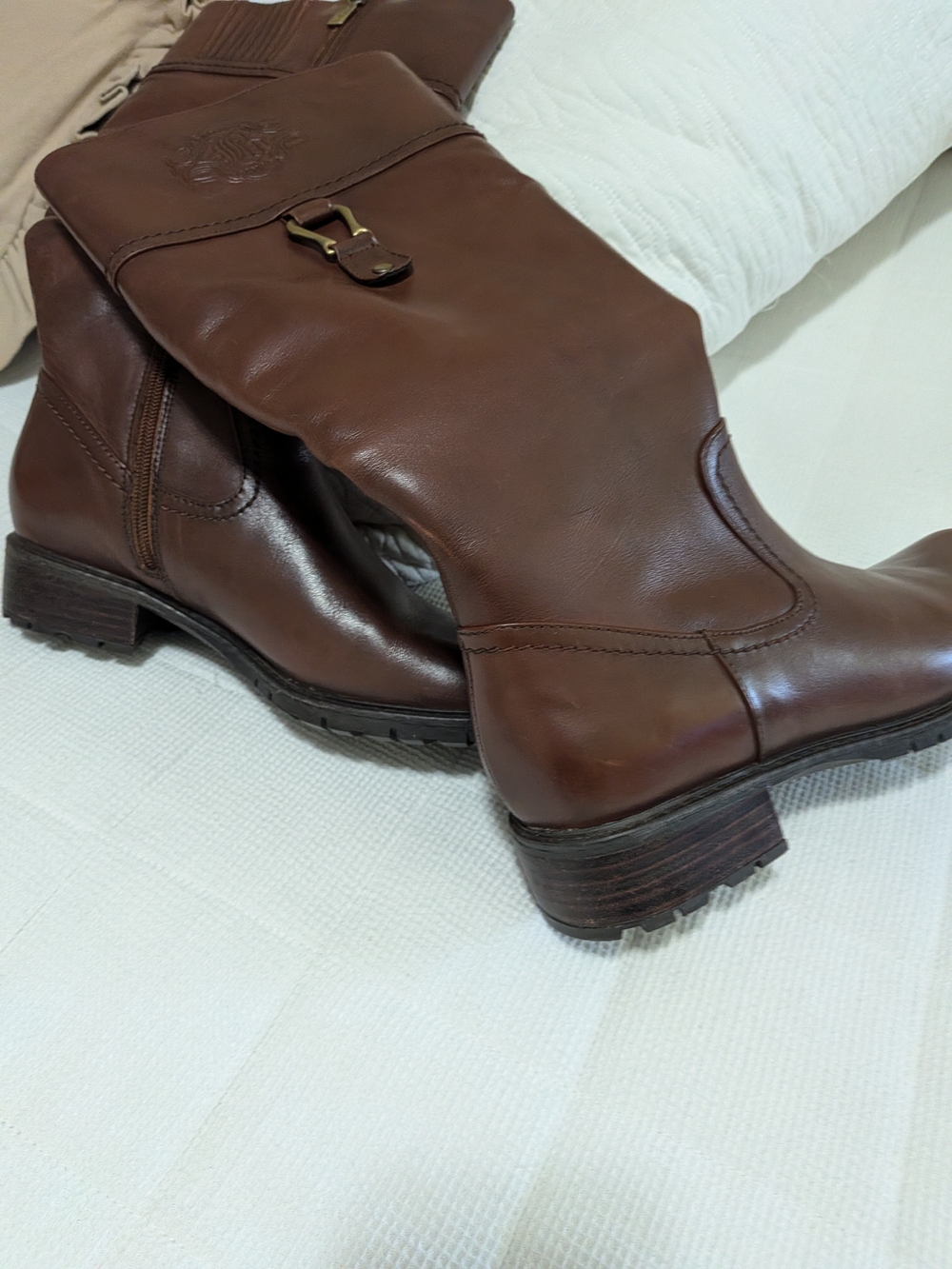 Blondo Brown  Leather Heeled Boots with Buckle Accent